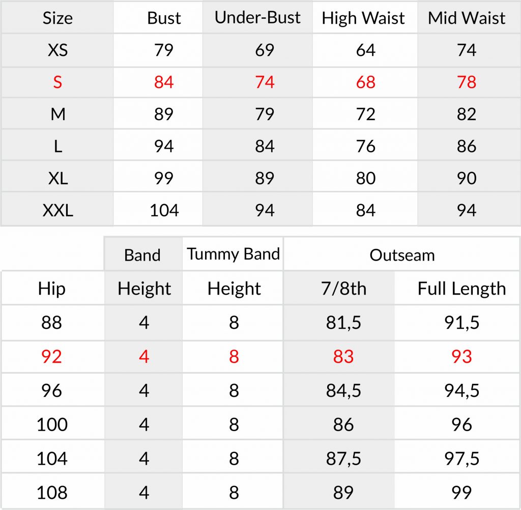 Our size guide is body sizes