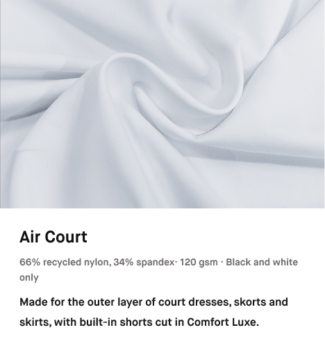 Air Court lightweight court fabric in white