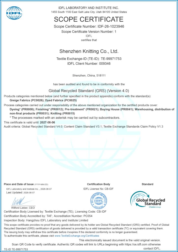 fabric certifications